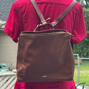 Fossil Tan Leather Women's Backpack